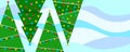 New Year banner with stylized Christmas trees. Royalty Free Stock Photo